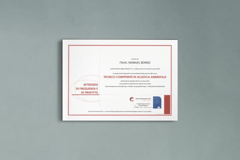 Cerificazione acustica Manuel Bonso